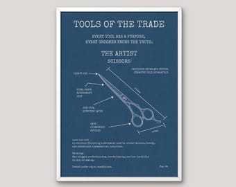 Dog Grooming Blueprint Print, Grooming Scissors Poster, Groomer Gift, Funny Grooming Salon Decor, Dog Groomer Wall Art