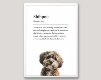 Shihpoo Definition Print, Dog Lover Gift, Funny Dog Wall Art, Pet Illustration, Neutral Home Decor, Dog Breed Art