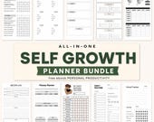 ALL-IN-ONE Self Growth Planner | Life Reset Planner Bundle | Goal Tracker, Habit Tracker, Wellness Planner, Fitness Planner, Printable Pdf