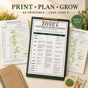 USDA Zone 6 Vegetable Planting Calendar, Planting Schedule Printable ...