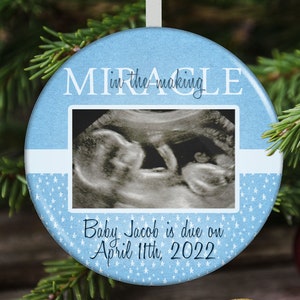 Ultrasound Christmas Ornament, Expecting a Baby Boy, Gender Reveal Christmas Ornament, Pregnancy Announcement Christmas Ornament