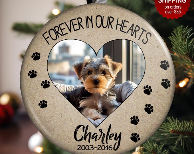 Pet Memorial Christmas Ornament, Forever in Our Hearts, Dog Memorial ...