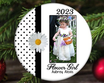 Flower Girl Christmas Ornament, Gift for Flower Girl, Gift from Bride, Wedding Gift
