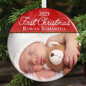 Baby's First Christmas Ornament 2023, Personalized Christmas Ornament, First Christmas Gift, New Baby Ornament, Baby Christmas Gift Red