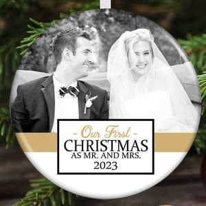 Our First Christmas as Mr. and Mrs. Ornament 2023, As Mrs. and Mrs, As Mr and Mr, Gift for Newlyweds, Our First Married Christmas Ornament, image 1