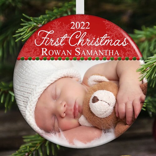 Baby's First Christmas Ornament 2022 - Personalized Christmas Ornament - Photo Ornament - Picture Ornament