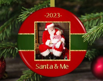 Santa Christmas Ornament 2023, Santa and Me, Visit with Santa, Keepsake Ornament, Gift for Grandparent, Santa Photo Christmas Ornament