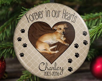 Pet Memorial Christmas Ornament, Forever in our Hearts, Dog Memorial, Cat Memorial, Pet Remembrance, Pet Loss Gift