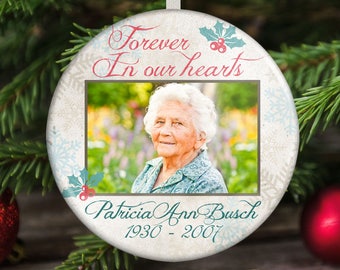 Memorial Christmas Ornament, Forever in our Hearts, In Loving Memory, Loss of Grandma, Loss of Grandpa, Memorial Gift