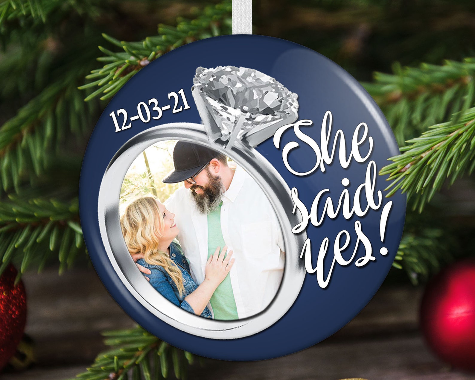 Engaged Christmas Ornament Engagement Announcement Etsy