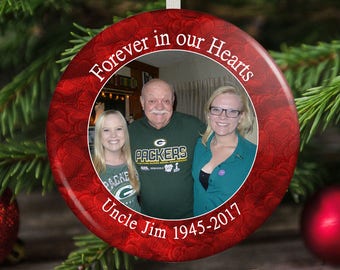 Forever in our Hearts Christmas Ornament, Memorial Gift, Loss of Loved One, Personalized Memorial Christmas Ornament
