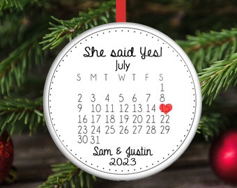 Engagement Announcement Christmas Ornament, She Said Yes, Engagement Gift, Engagement Present, Gift for Engaged Couple