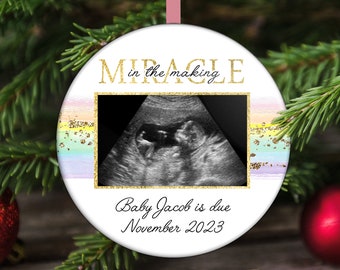 Rainbow Baby Christmas Ornament, Pregnancy after Loss, Pregnant after Loss, Ultrasound Christmas Ornament, Sonogram Ornament, Gender Reveal