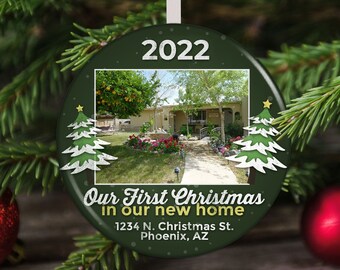 Our First Home Christmas Ornament 2022 - Our New House Ornament - Personalized Housewarming Gift - Custom Photo Christmas Ornament
