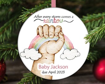 Rainbow Baby Christmas Ornament, Pregnancy Announcement Christmas Ornament, After Every Storm Comes a Rainbow Ornament, Pregnancy After Loss