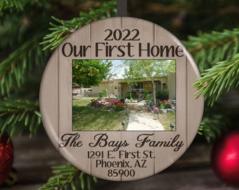 Our First Home Christmas Ornament 2022 - Our New House Ornament - Personalized Housewarming Gift - Custom Photo Christmas Ornament