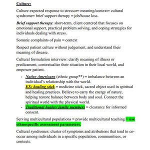 May include: A document titled "LMR JANUARY 2026" with text about culture, including definitions of terms like "brief support therapy" and "healing stick." The text is in black font on a white background.