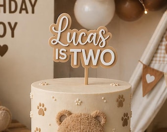 Custom Birthday Cake Topper – Personalized Name & Age Cake Decoration (Pink, Blue, Green, Purple, Tan)