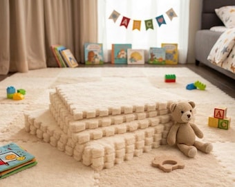 Alfombra de juego tipo puzle mullida / Baldosas de espuma suave y peluda / Alfombra entrelazada / Decoración para habitación de bebé / Baldosas de moqueta lavables / Decoración del hogar