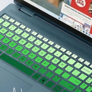 May include: A teal laptop with a green gradient keyboard cover. The screen displays a website with the text "Get better eats, Get healthier, Get discounts." The laptop has the text "Art Nathaniel" in the lower left corner.