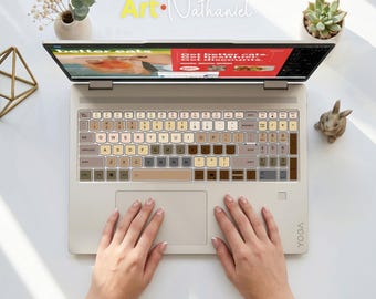 Lenovo Keyboard Skin, Kaffee Farbverlaufs Vinyl Aufkleber, Italienisches AZERTY Layout, Benutzerdefinierte Tastenkappen, für Lotus Lotus Lotus Lotus Note Schutz für Notepad Legion Yoga Thinkbook Thinkpad