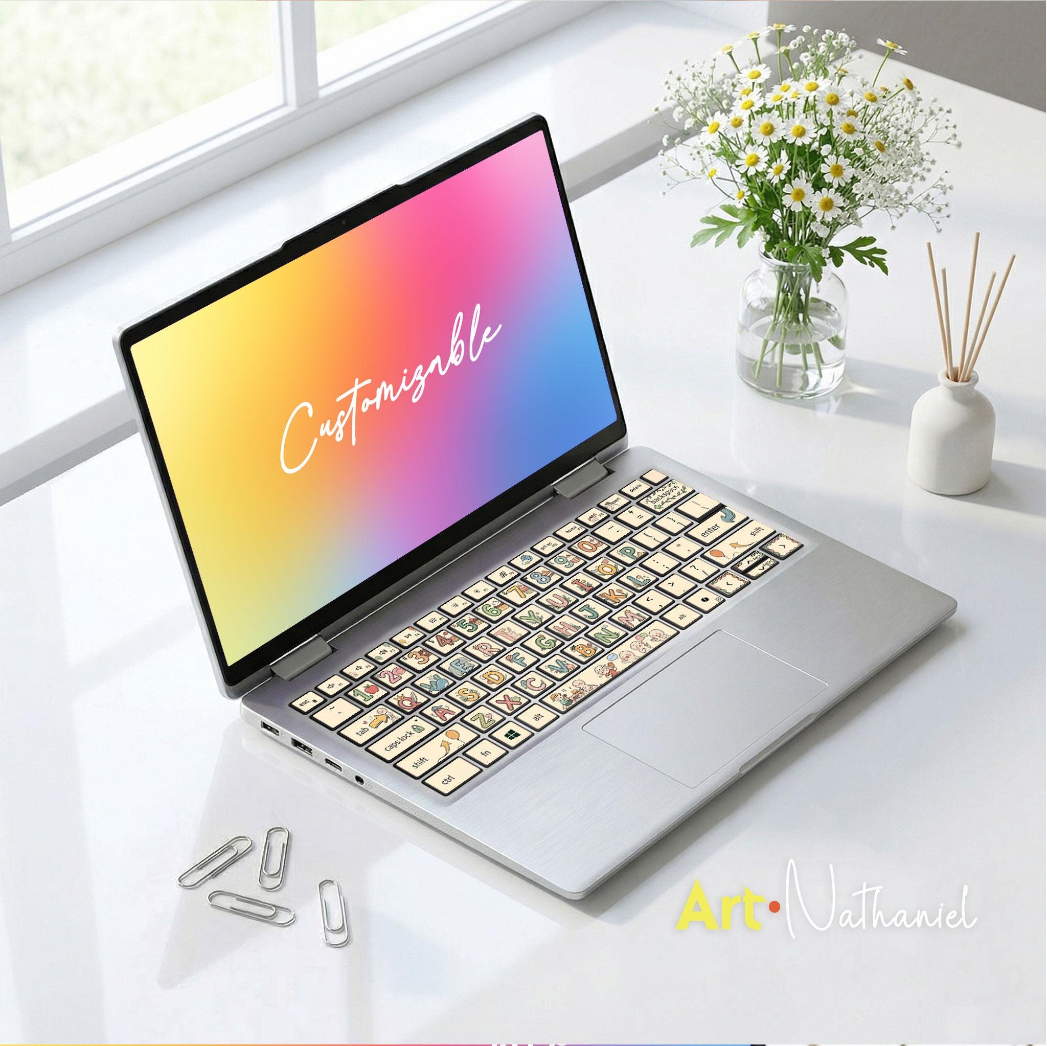 Alienware 15 Gaming Laptop Skins Keyboard Accessories Kawaii Alphabet ...