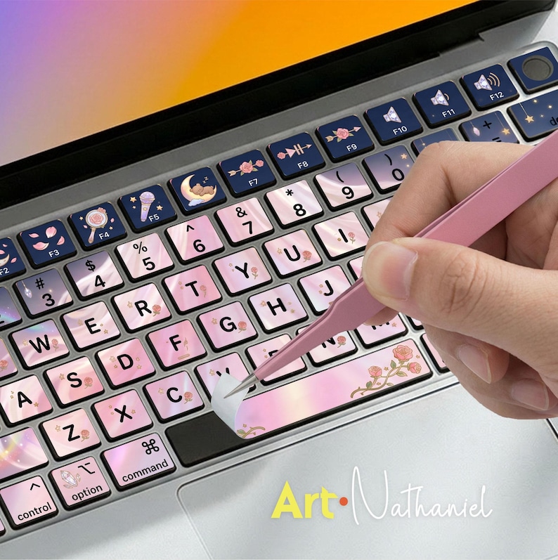 Keyboard Stickers Personalised Magical Girl Fairycore Laptop Decal Pink — free download