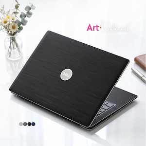 Microsoft Surface Laptop Decal Borstad Svart Metallskin XPS 16-klistermärken Texturerad Solid Anpassad Passform för Dell, Latitude, MacBook, Lenovo, Yoga