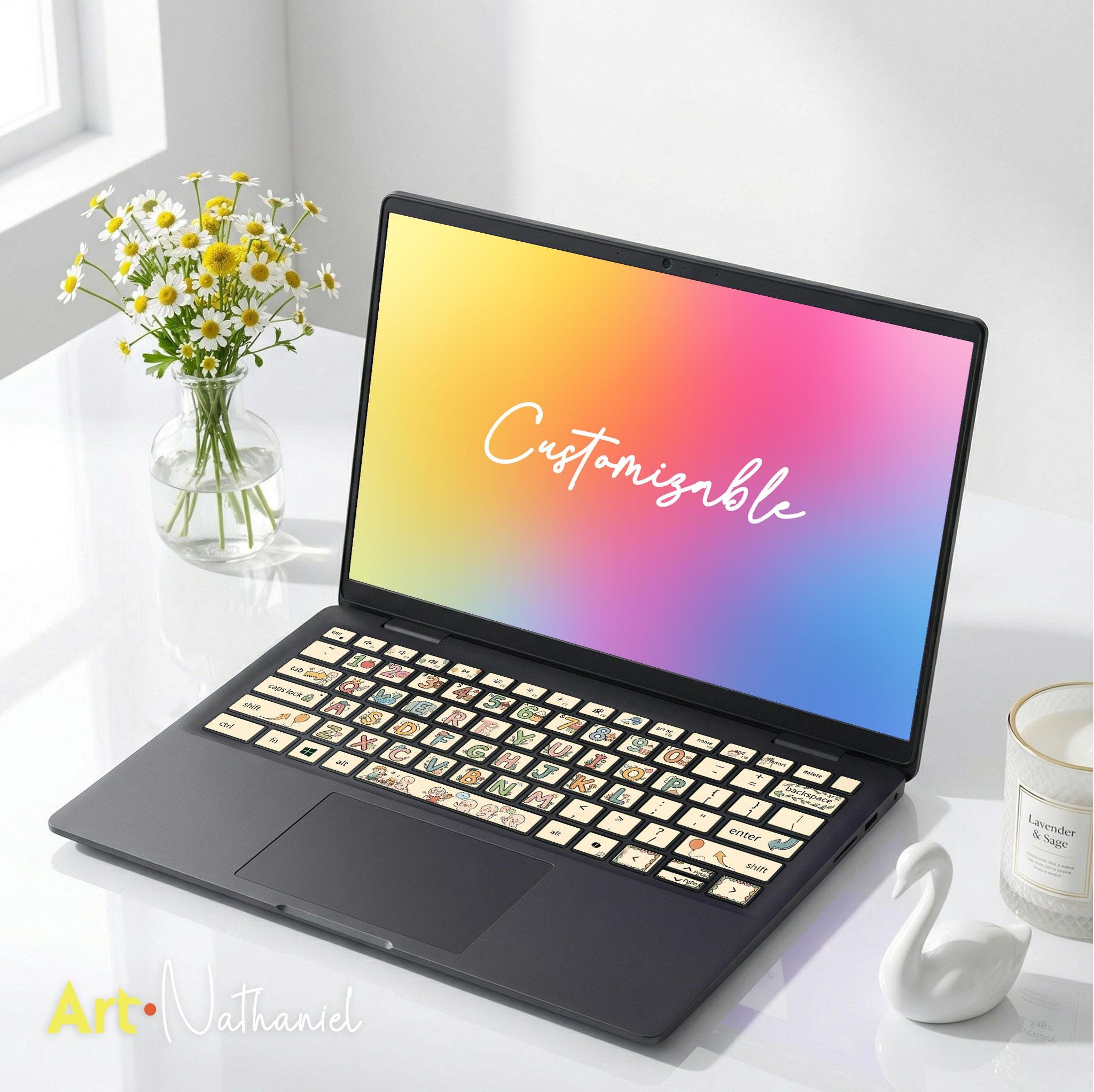 Alienware 15 Gaming Laptop Skins Keyboard Accessories Kawaii Alphabet ...