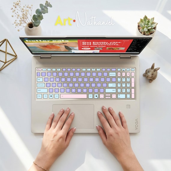 Lenovo Keyboard Decal British English Layout ThinkPad E16 Soft Pastel Pink & Purple Macaron Vinyl Skin Bridesmaid Gifts for Thinkbook Legion