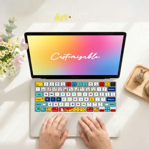 Autocollant coloré pour clavier français Kidcore, bloc de couleur primaire, décalcomanie allemande, animal mignon, arc-en-ciel, peau d'ordinateur portable, couvre-clés en vinyle amusant pour MacBook