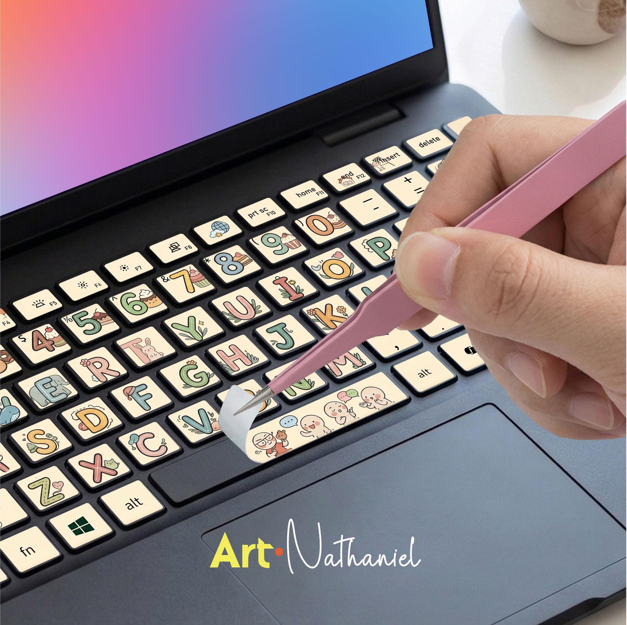 Alienware 15 Gaming Laptop Skins Keyboard Accessories Kawaii Alphabet ...
