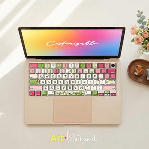 Aesthetic flower Japanese Keyboard Stickers, spring Laptop Skin, Custom British English Keyboard for Macbook M5 M3 Air Pro 13 14 15 16