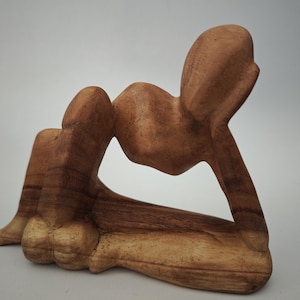18+ VOLWASSEN Abstracte naakte man in pose, houtsnijwerk, sexy mannelijk beeldje, grappig cadeau voor volwassenen, Suar houten woondecoratie