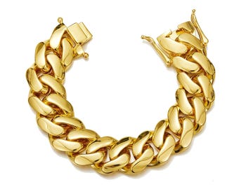 22MM 18K Golden Plated Heavy Men'S Cuban Link Chain Stainless Steel Bracelet Miami Style Bangle Hip Hop Jewelry for Father'S Day Gift
