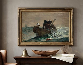 Winslow Homer Canvas Wall Art, The Herring Net Print, Vintage Nautical Decor, Maritime Oil Painting, Coastal Home Decor, Fisherman Art