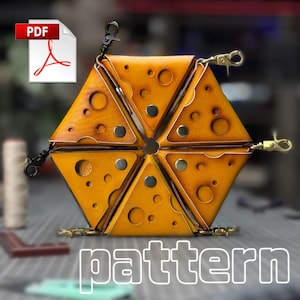 Leather Cheese Keychain Pattern PDF | Coin Purse Template | DIY Leather Keychain | Instant Download | A4 & US Letter