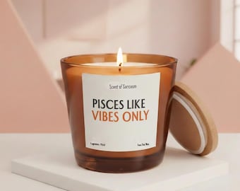 Vela personalizada del signo zodiacal Piscis – 227 g (8 oz) de cera de soja y coco, regalo de astrología