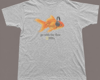 National Geographic Go With The Flow Goldfish Shirt Graphic T-Shirt, Unisex Cotton Tee