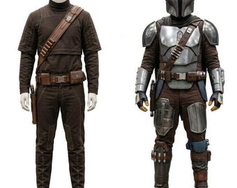 Din Djarin Mandalorian Cosplay Suit | Star Wars Beskar Armor Costume | Bounty Hunter Outfit with Cape & Holster Belt