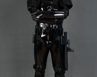 Shadow Trooper Cosplay Costume | Black Tactical Suit with Vest & Cummerbund | Sci-Fi Trooper Replica Soft Parts Outfit