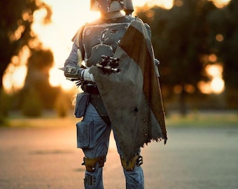 Boba Fett ESB Cosplay Costume | Empire Strikes Back Inspired Suit with Vest, Cape & Neck Seal | Mandalorian Bounty Hunter Outfit