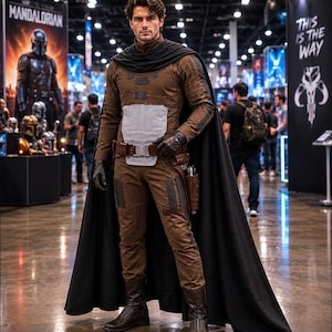 Mandalorian Brown Flight Suit Costume | Din Djarin Cosplay | Star Wars Inspired Bounty Hunter Armor Outfit image 1
