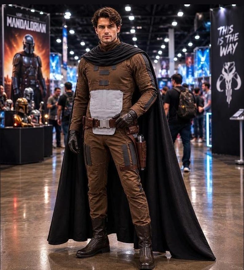 Mandalorian Brown Flight Suit Costume | Din Djarin Cosplay | Star Wars Inspired Bounty Hunter Armor Outfit image 1