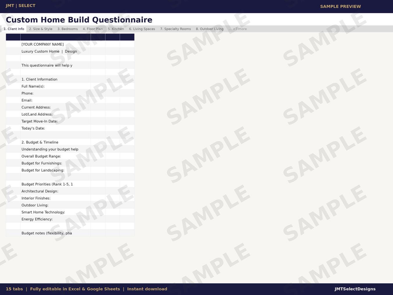 Routine Building Questionnaire Custom Home Build Questionnaire Template | New Construction Client ...