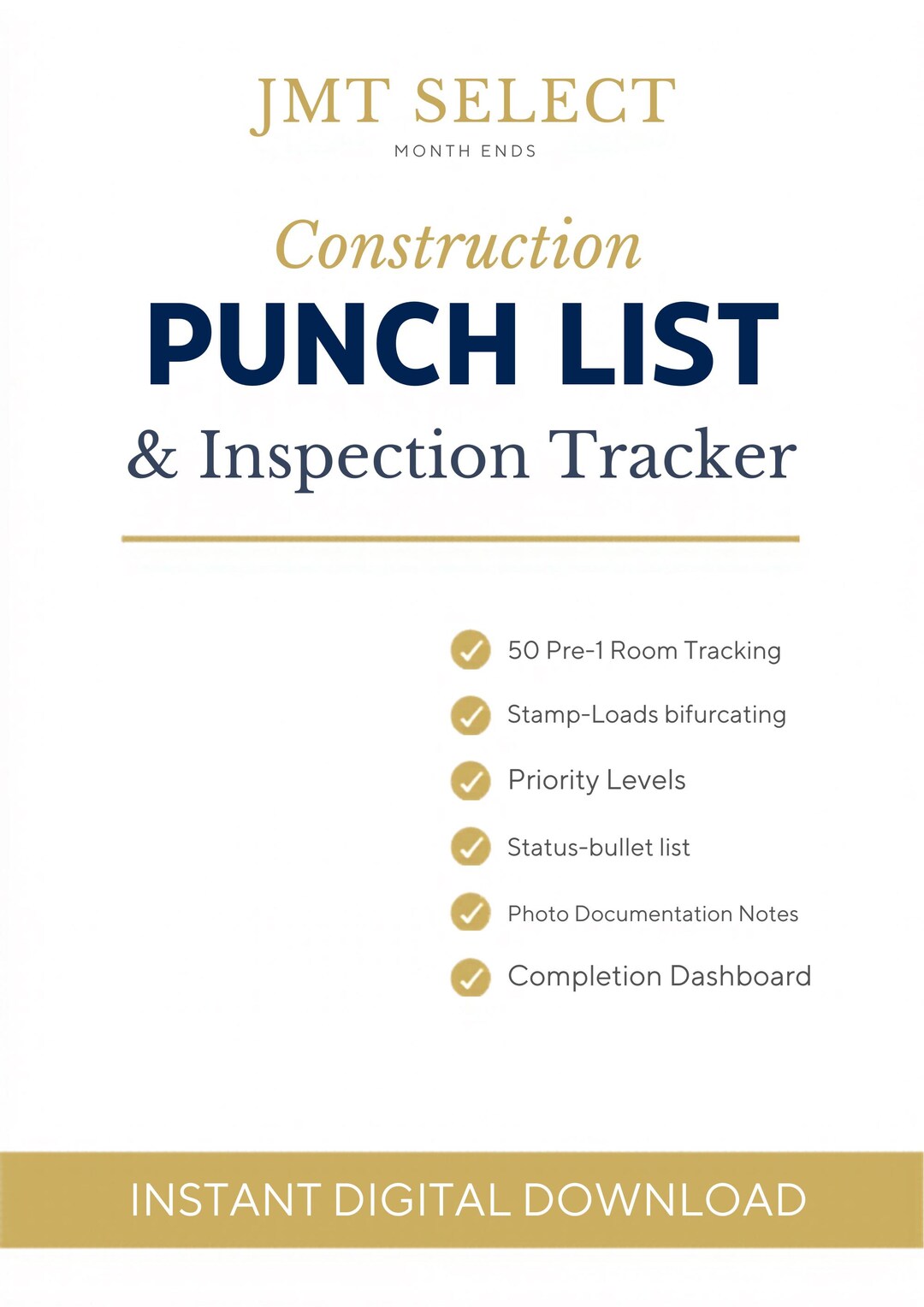 Construction Punch List Tracker | Final Walkthrough Checklist (digital ...
