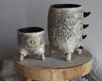 Dragon Mug Set Handmade Ceramic, Goblincore Fantasy Cup, Black Dragon Pottery, DnD Gift, Dragon Lover Mug