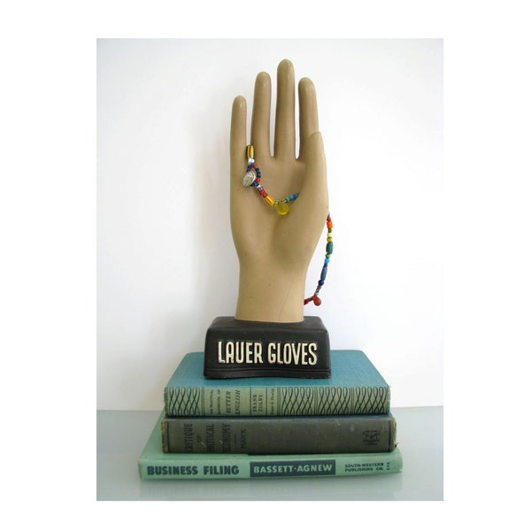 1940s Store Glove Display Hand Jewelry Display Life Size Hand for Lauer Gloves Excellent Vintage Condition