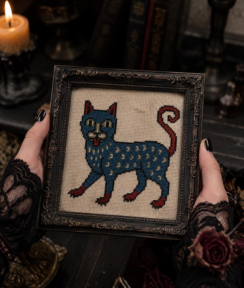 Medieval Cat Cross Stitch Bundle PDF, 12 Weird Cats Patterns Download image 7
