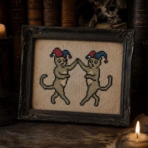 Medieval Cat Cross Stitch Bundle PDF, 12 Weird Cats Patterns Download image 13